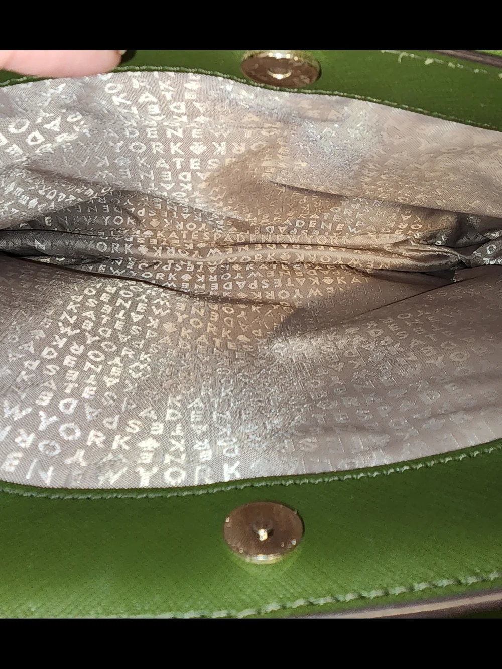 kate spade Olive Green Double-Handle Satchel with Gold Plaque